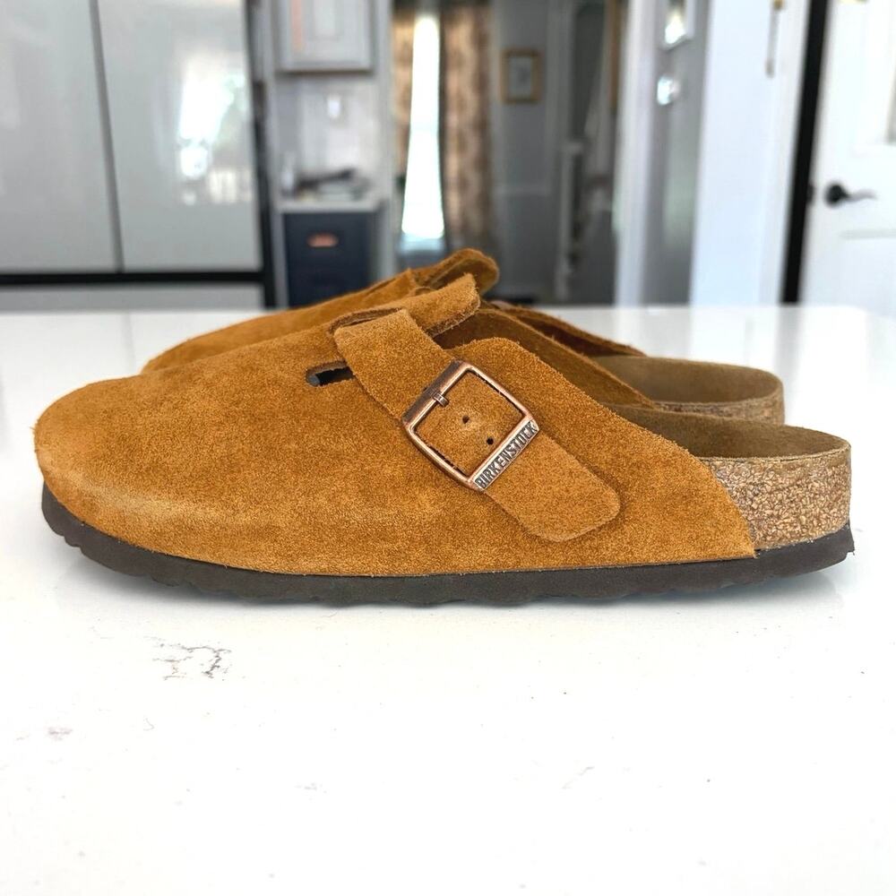 Birkenstocks Boston clogs cognac suede size 38 Boho comfort casual fall buckle